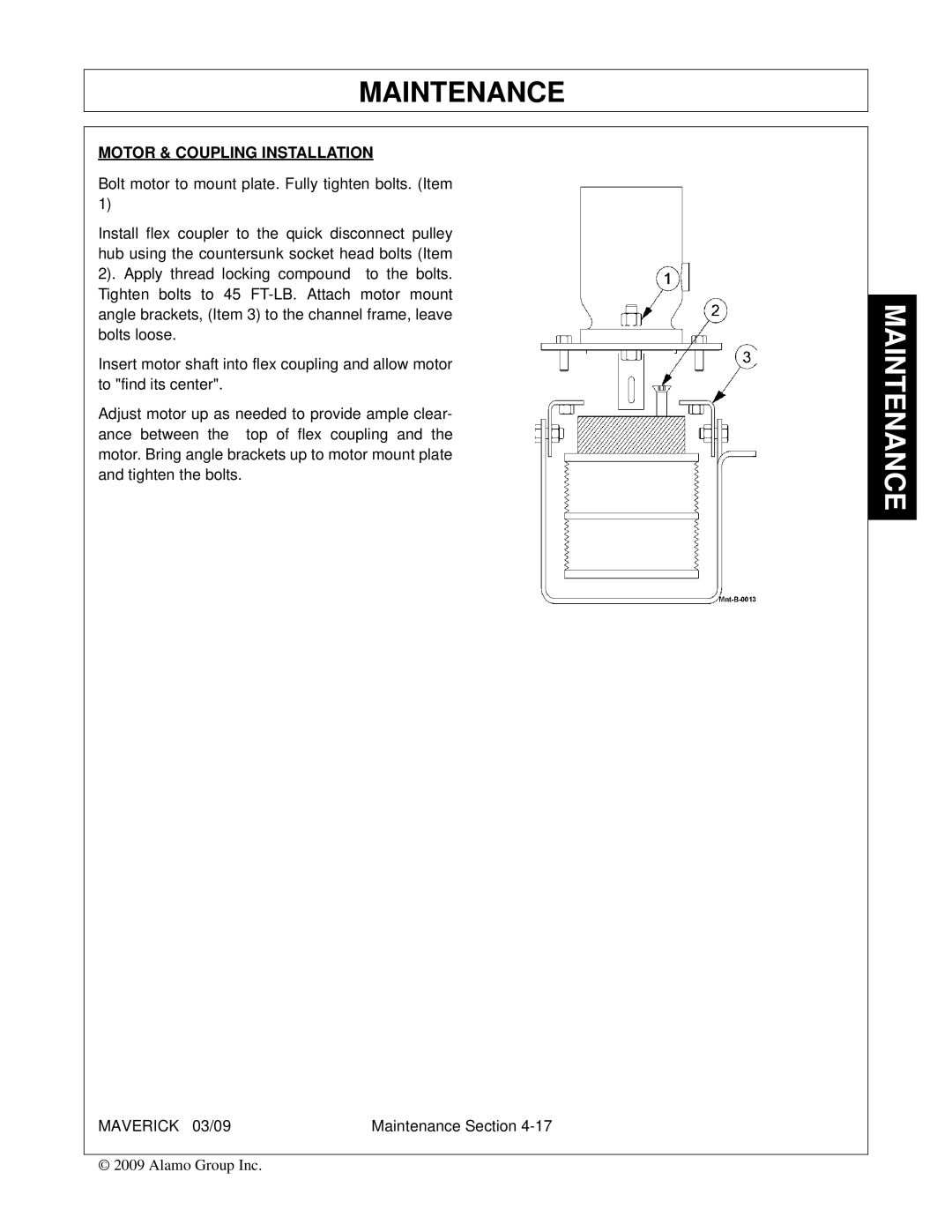 Alamo FC-0001 manual Motor & Coupling Installation 