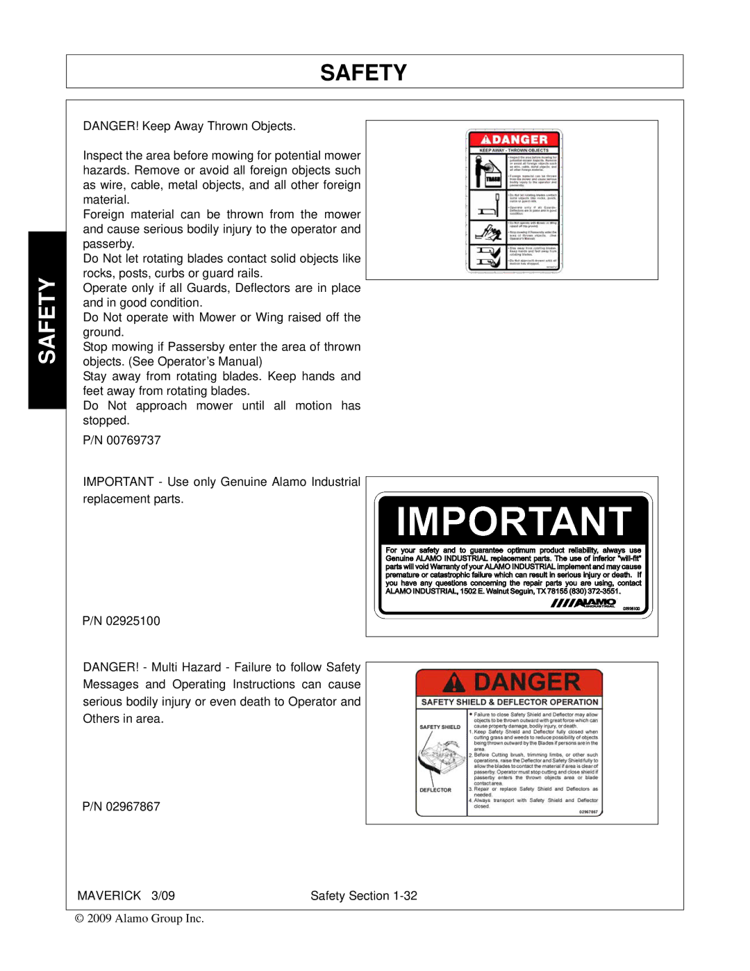 Alamo FC-0001 manual Safety 