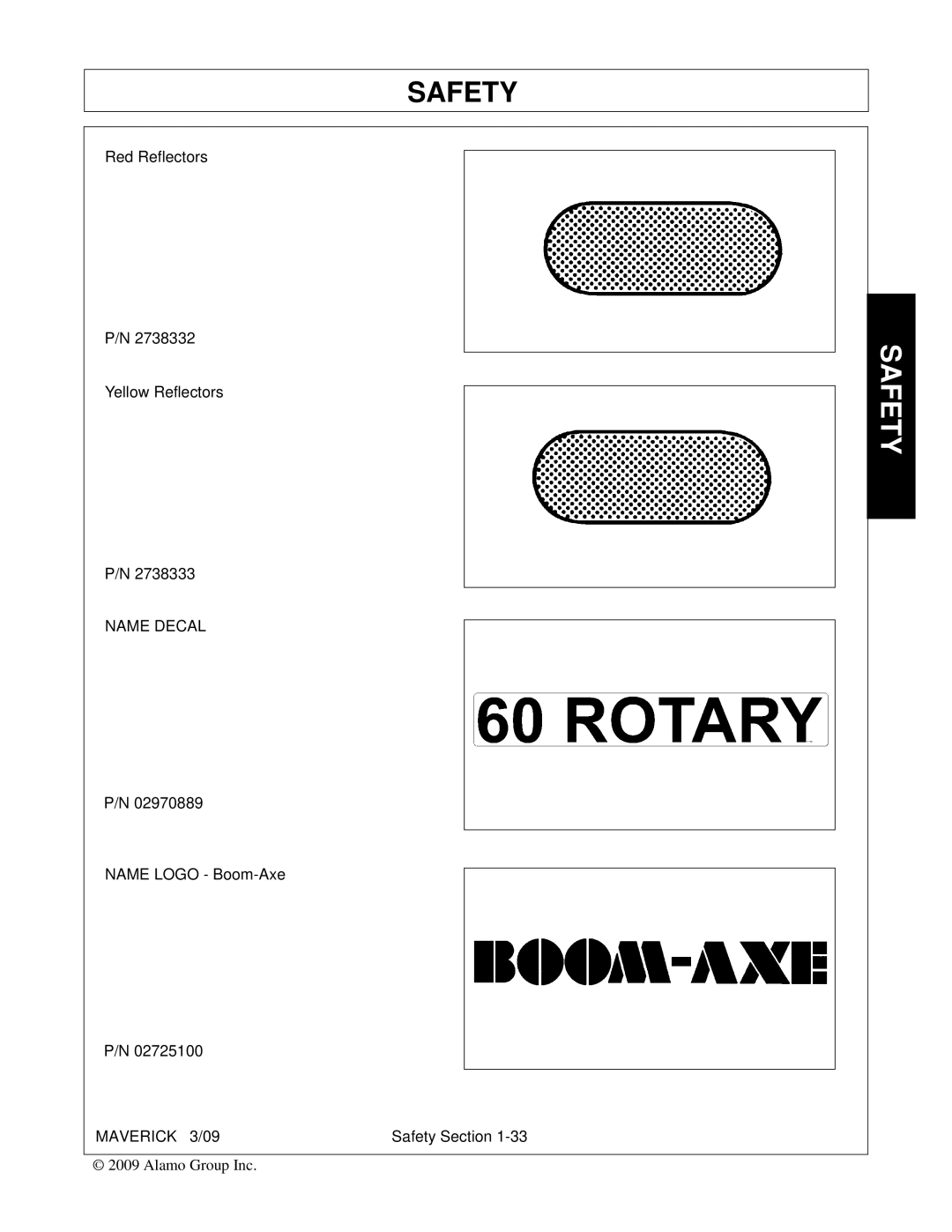 Alamo FC-0001 manual Name Decal 