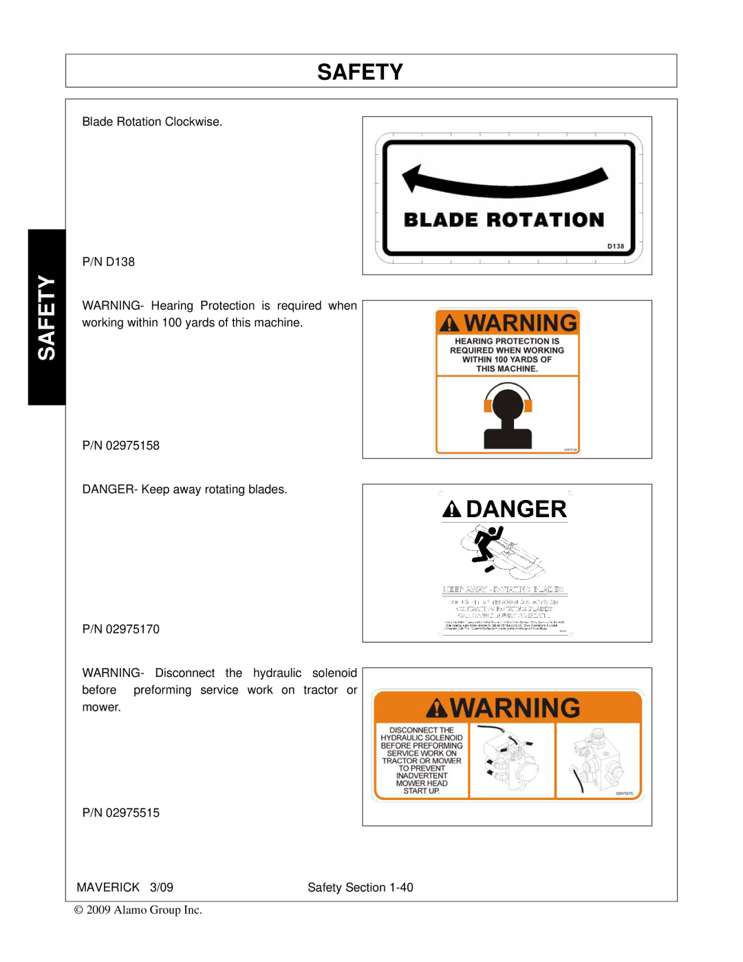 Alamo FC-0001 manual Blade Rotation Clockwise D138 