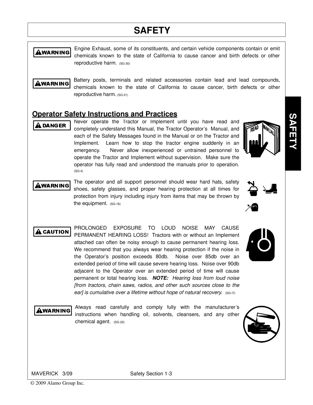 Alamo FC-0001 manual Operator Safety Instructions and Practices 