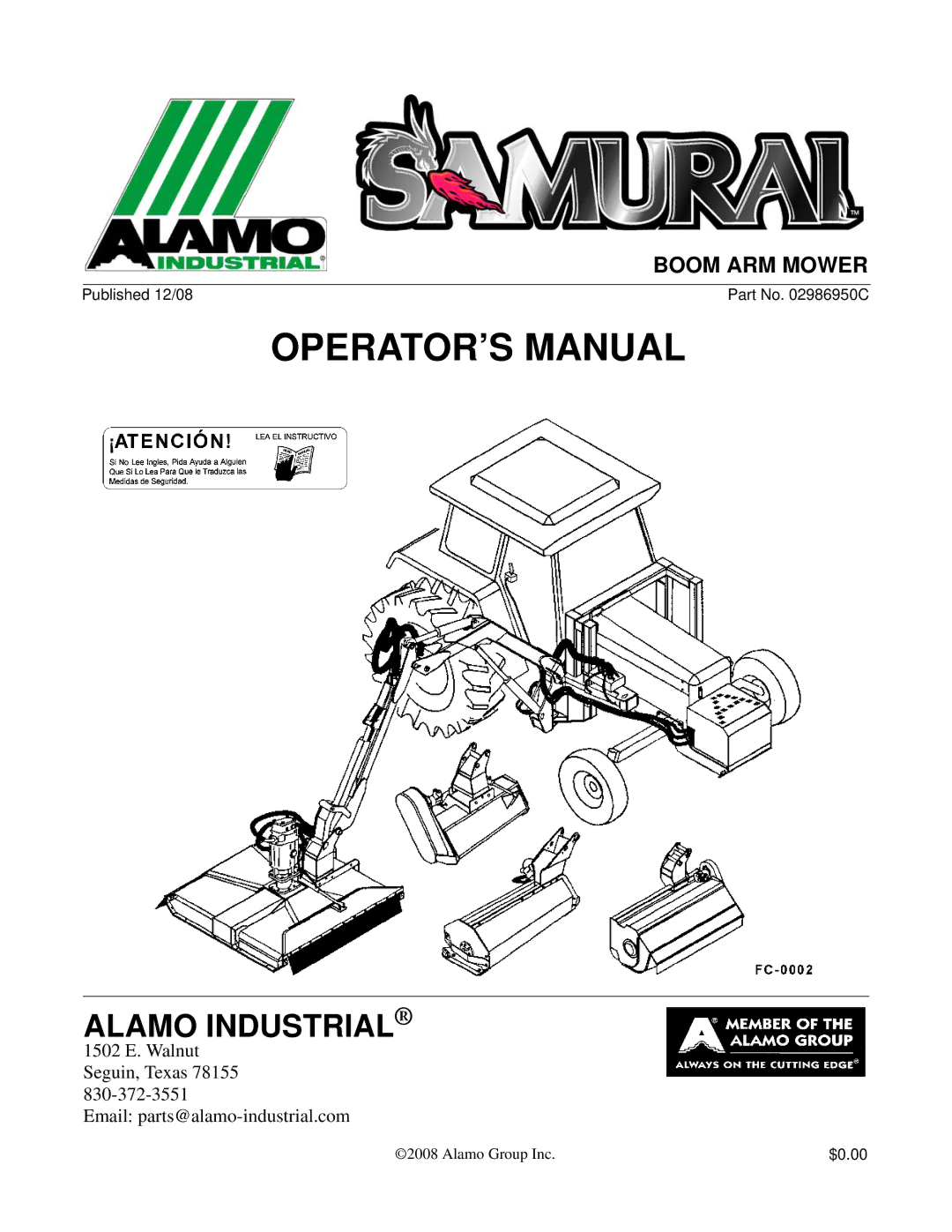 Alamo FC-0002 manual OPERATOR’S Manual 