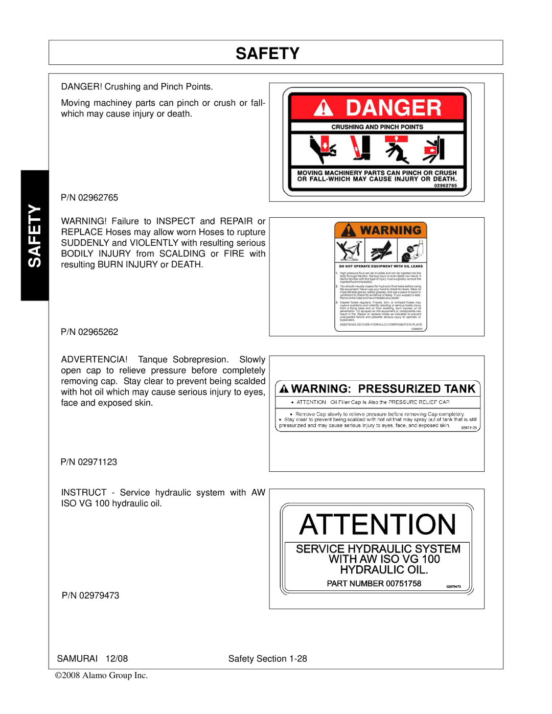 Alamo FC-0002 manual Safety 