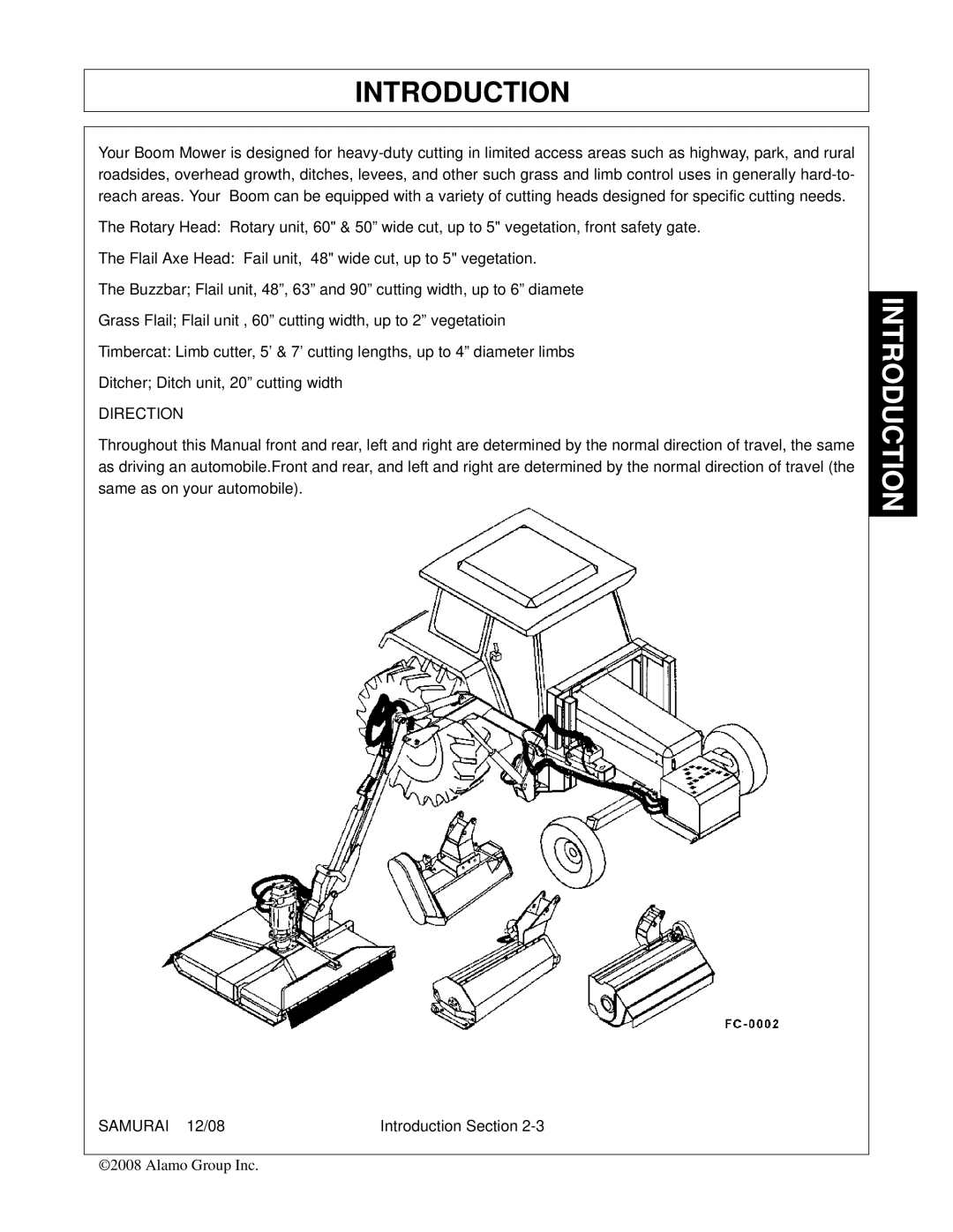 Alamo FC-0002 manual Direction 