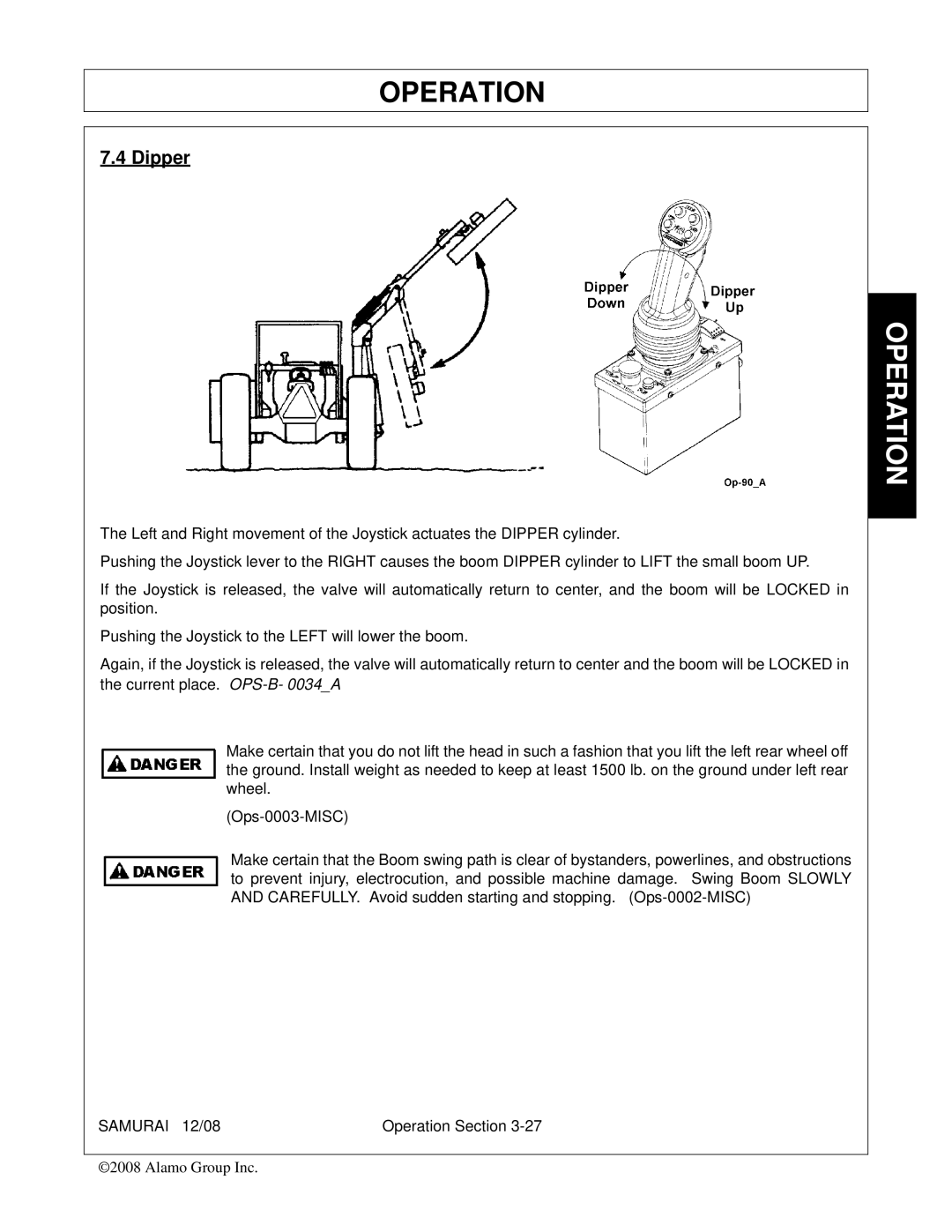 Alamo FC-0002 manual Dipper 