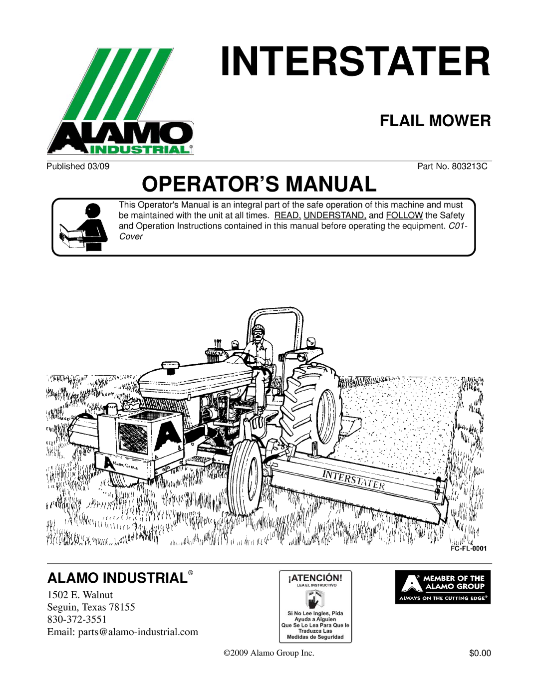 Alamo 803213C, FC-FL-0001 manual Interstater 