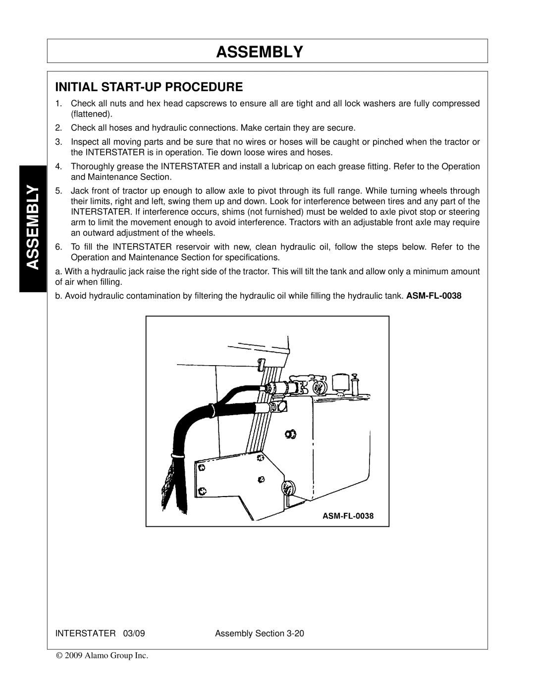 Alamo FC-FL-0001, 803213C manual Initial START-UP Procedure 