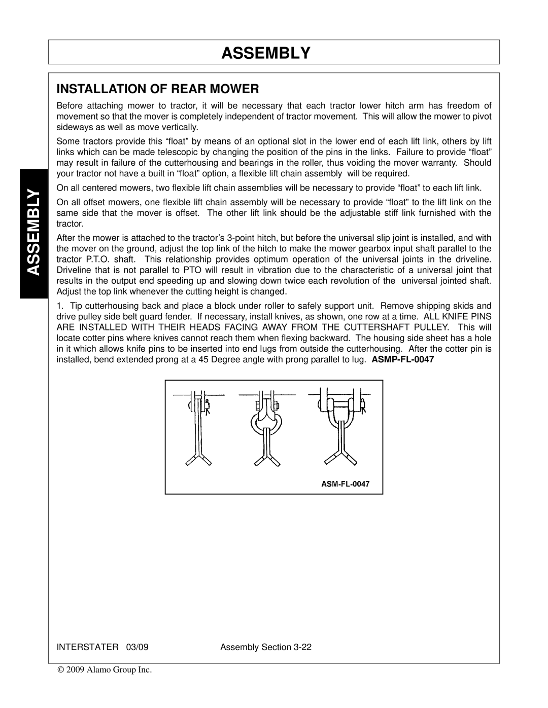 Alamo FC-FL-0001, 803213C manual Installation of Rear Mower 