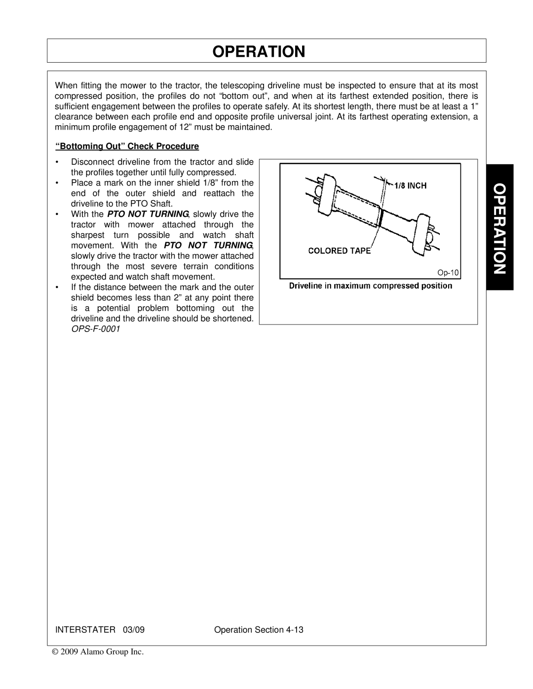 Alamo 803213C, FC-FL-0001 manual Bottoming Out Check Procedure 