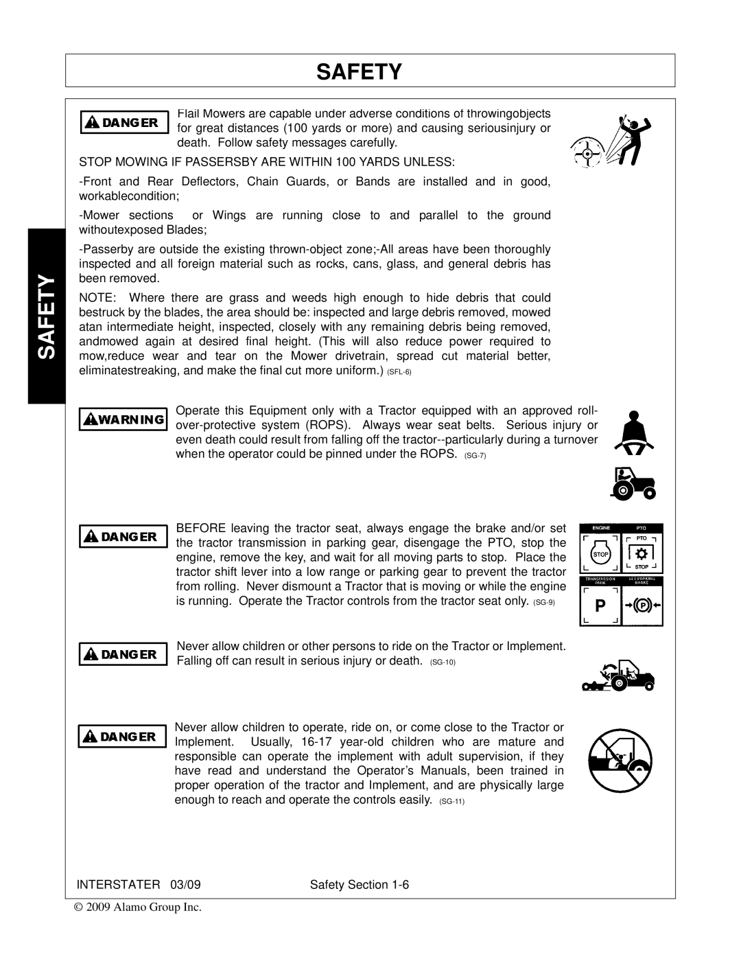 Alamo FC-FL-0001, 803213C manual Stop Mowing if Passersby are Within 100 Yards Unless 