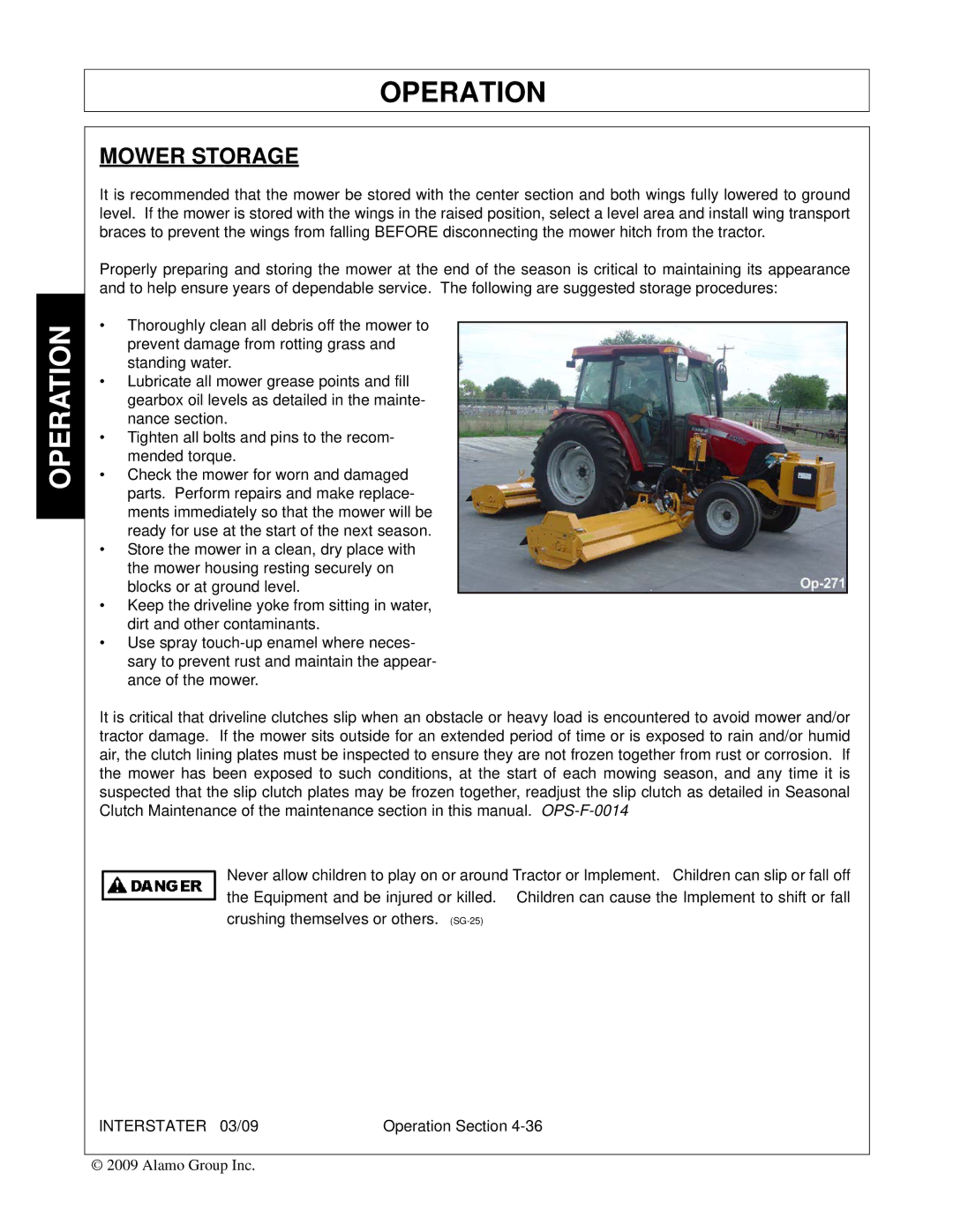 Alamo FC-FL-0001, 803213C manual Mower Storage 