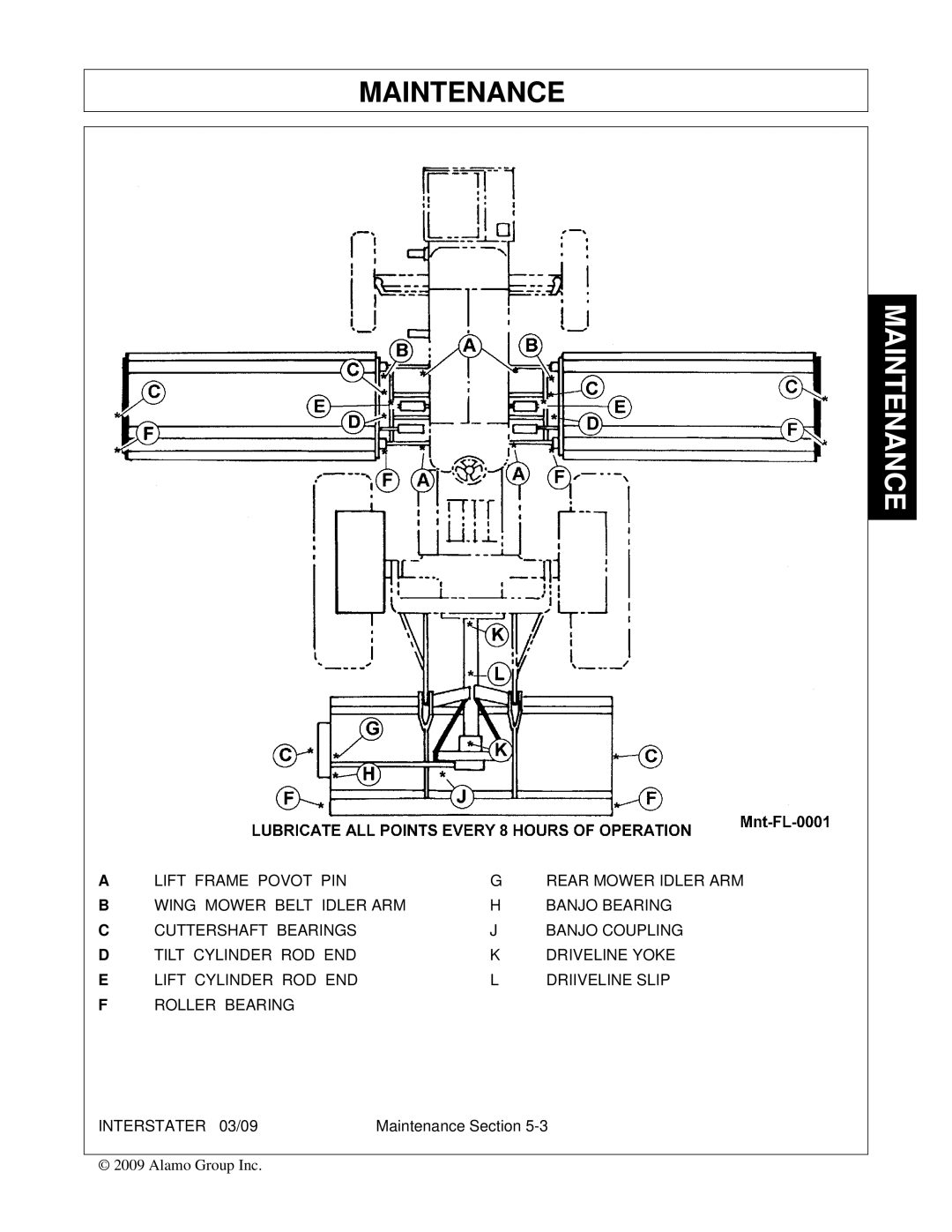 Alamo 803213C, FC-FL-0001 manual Maintenance 