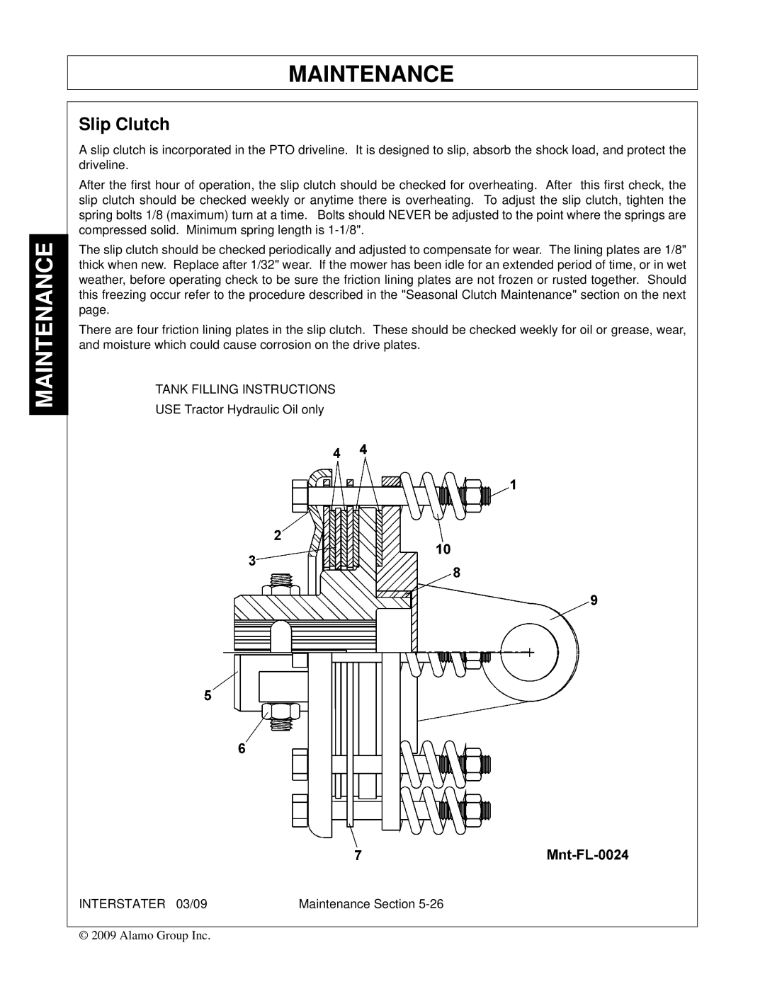 Alamo FC-FL-0001, 803213C manual Slip Clutch 