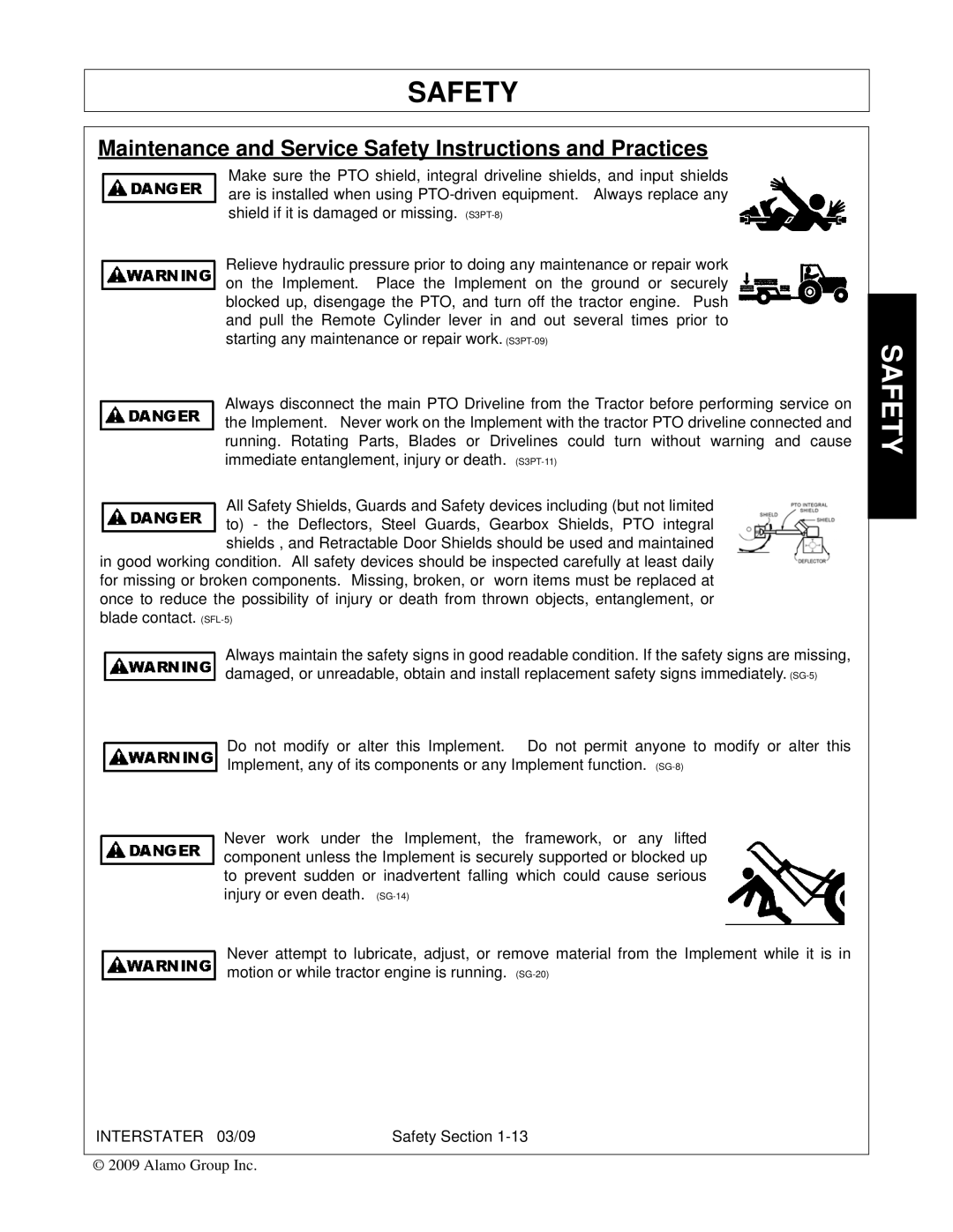 Alamo 803213C, FC-FL-0001 manual Maintenance and Service Safety Instructions and Practices 