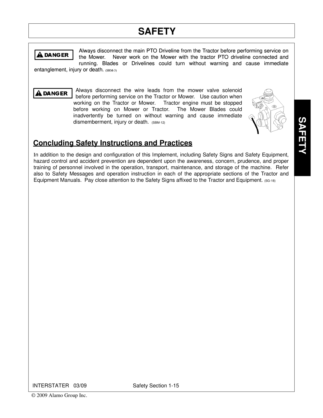 Alamo 803213C, FC-FL-0001 manual Concluding Safety Instructions and Practices 