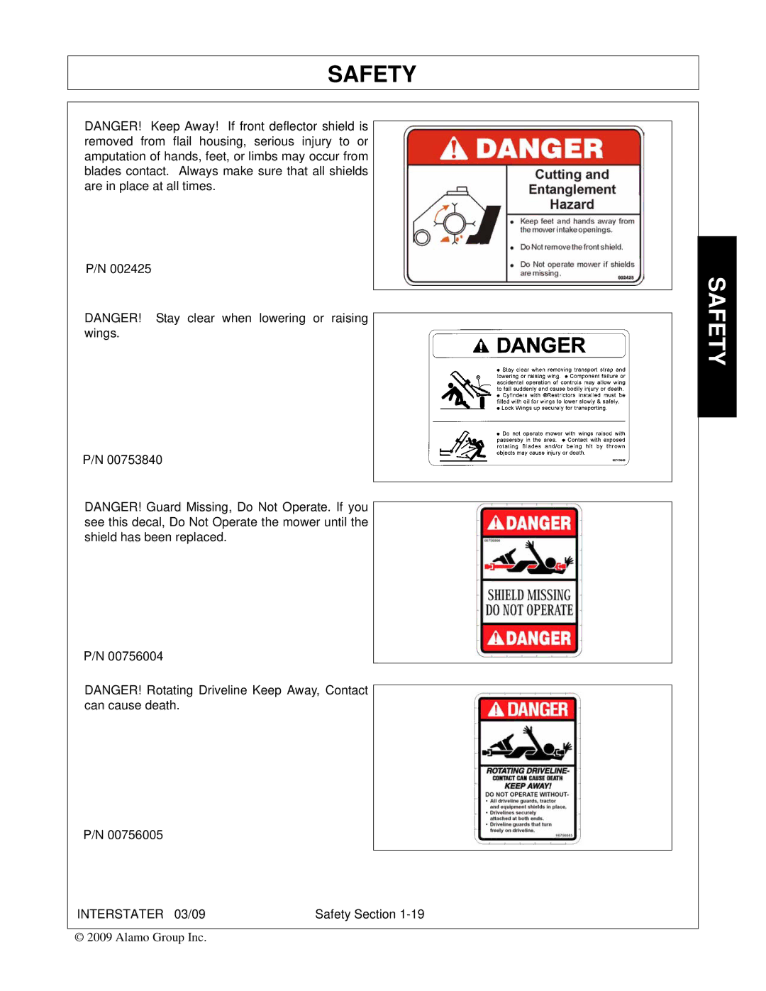 Alamo 803213C, FC-FL-0001 manual Safety 