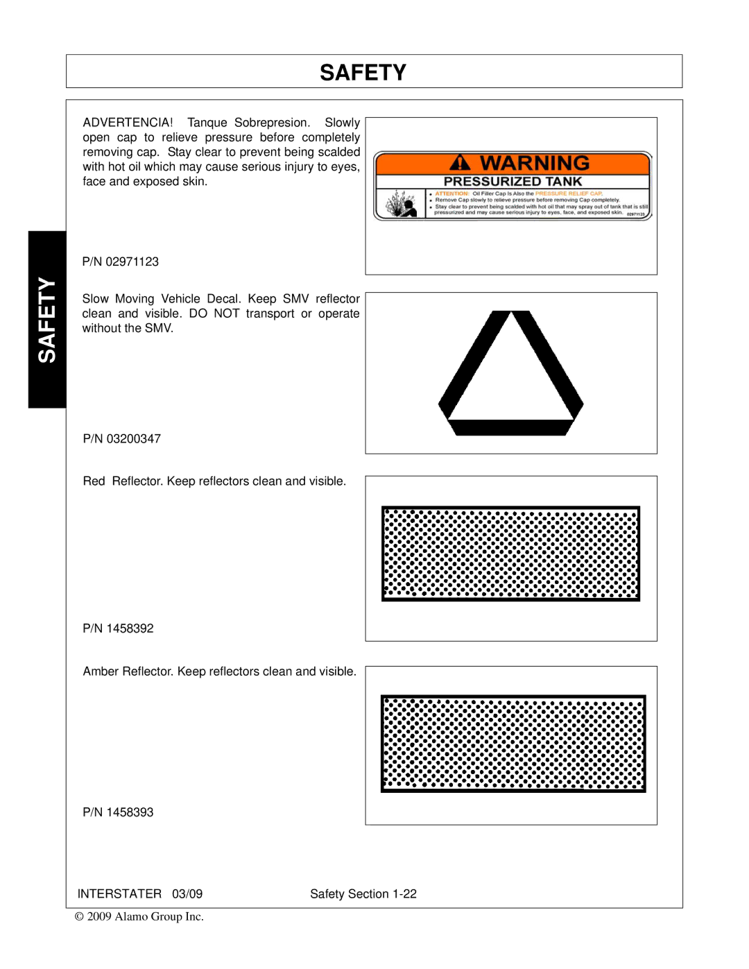 Alamo FC-FL-0001, 803213C manual Safety 