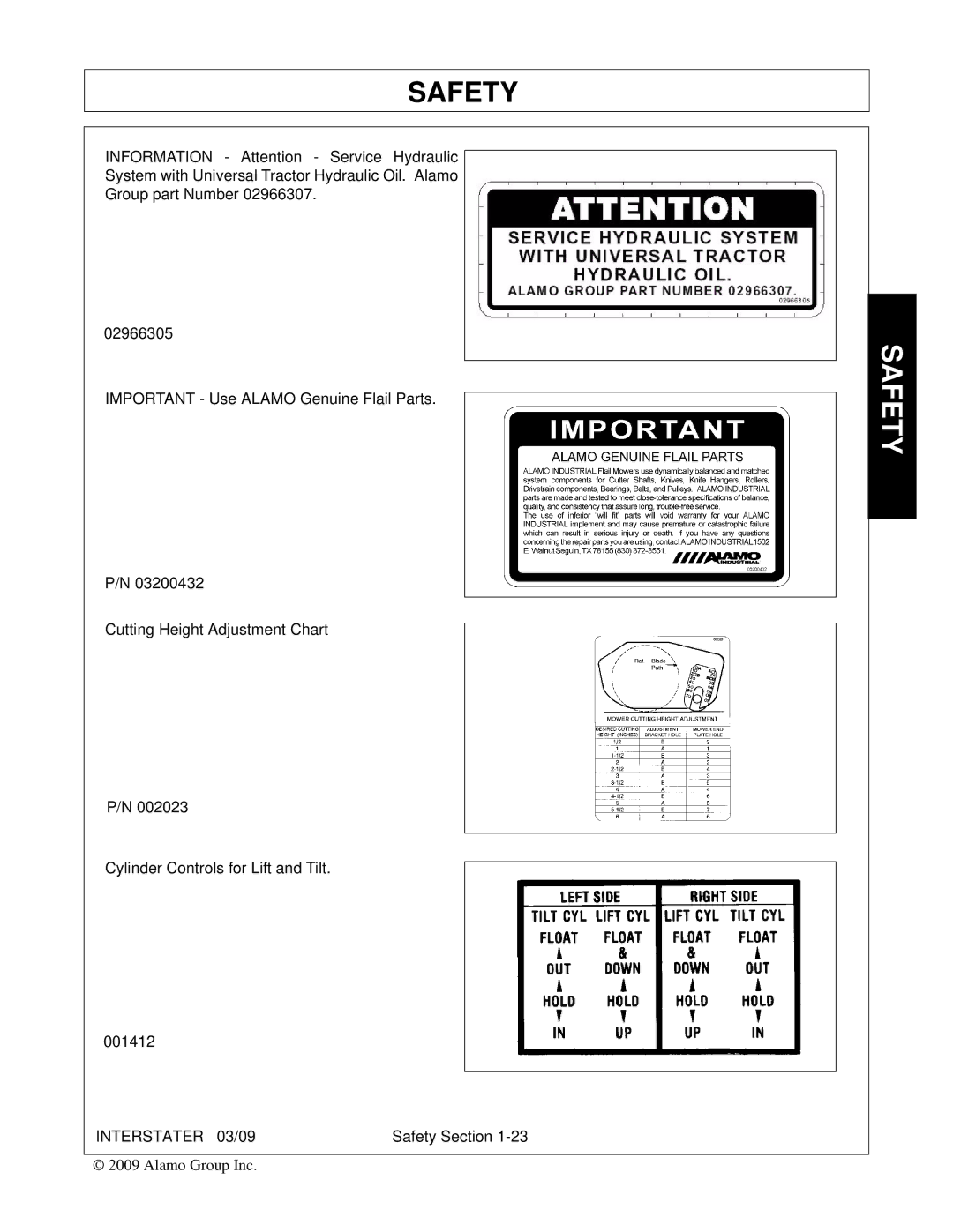 Alamo 803213C, FC-FL-0001 manual Safety 