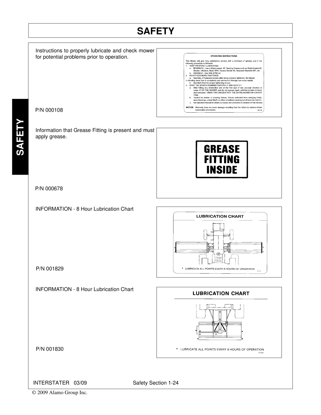 Alamo FC-FL-0001, 803213C manual Safety 