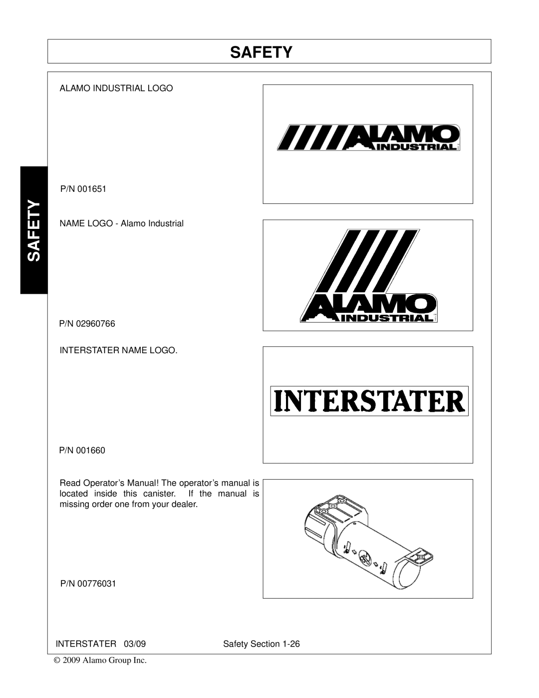 Alamo FC-FL-0001, 803213C manual Alamo Industrial Logo 