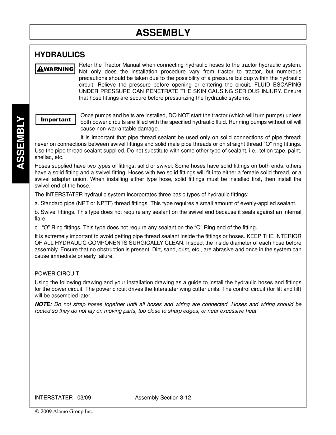 Alamo FC-FL-0001, 803213C manual Hydraulics, Power Circuit 