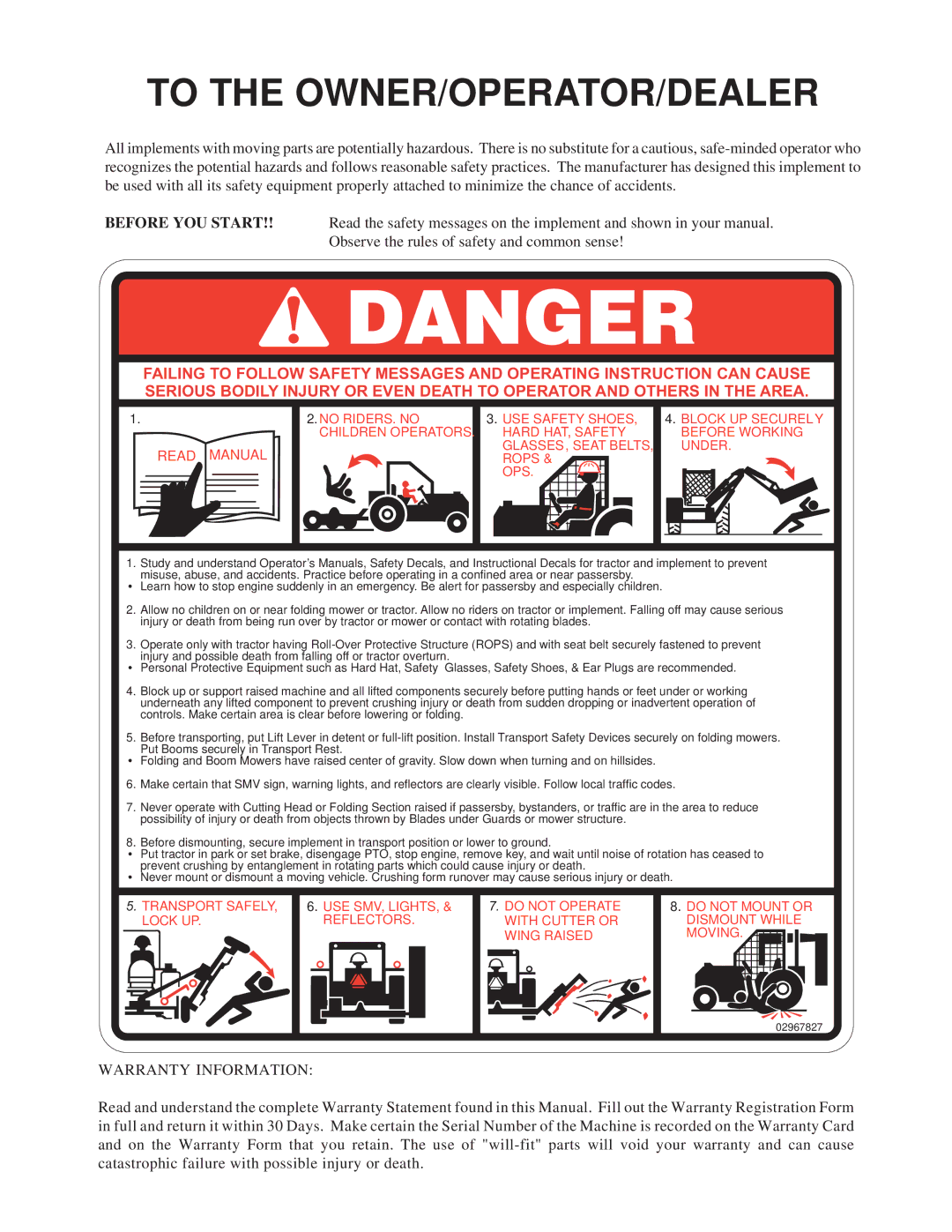 Alamo FC-P-0002 manual To the OWNER/OPERATOR/DEALER 