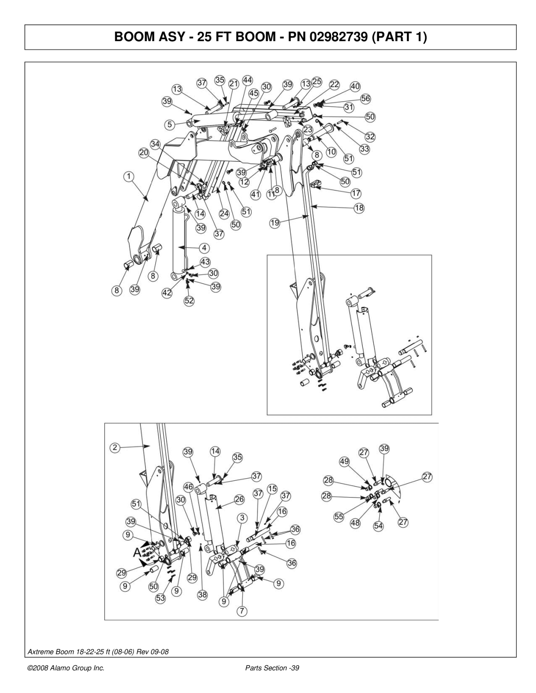 Alamo FC-P-0002 manual Boom ASY 25 FT Boom PN 02982739 Part 