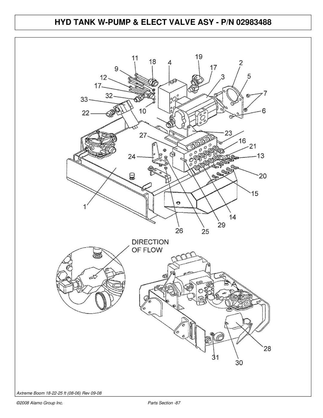 Alamo FC-P-0002 manual HYD Tank W-PUMP & Elect Valve ASY P/N 