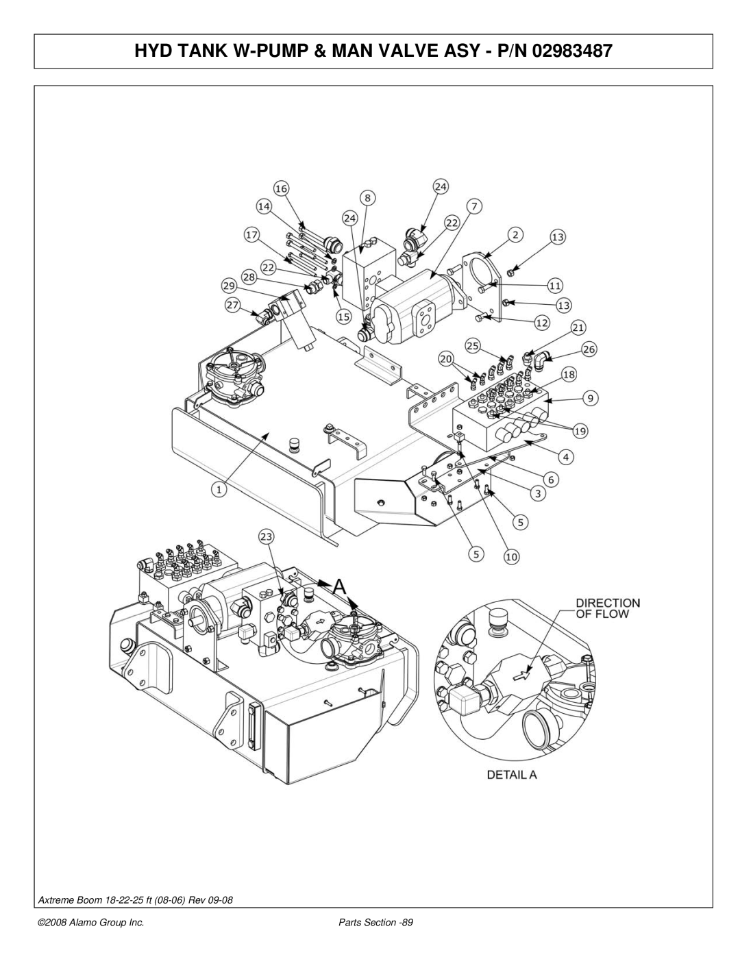 Alamo FC-P-0002 manual HYD Tank W-PUMP & MAN Valve ASY P/N 