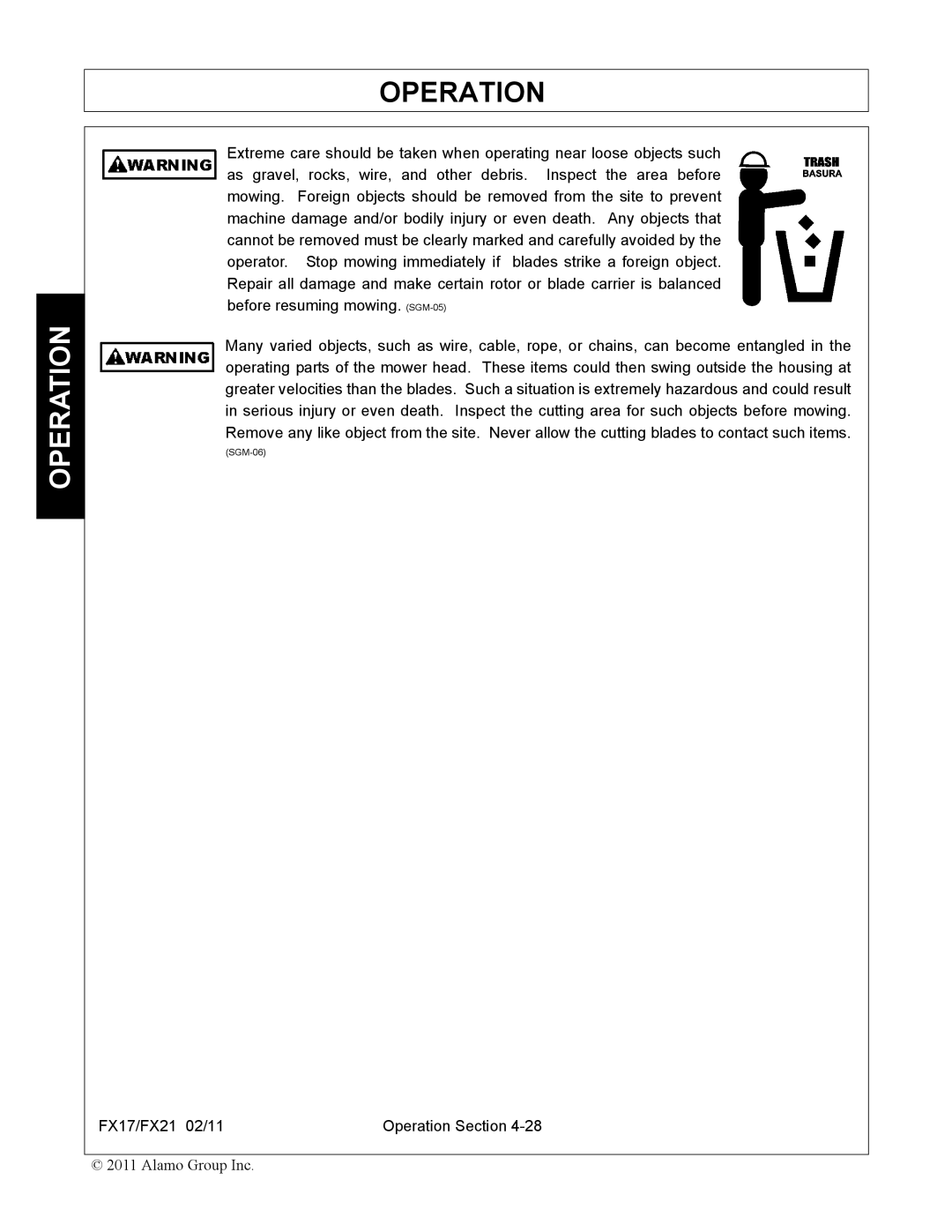 Alamo manual FX17/FX21 02/11 Operation Section 