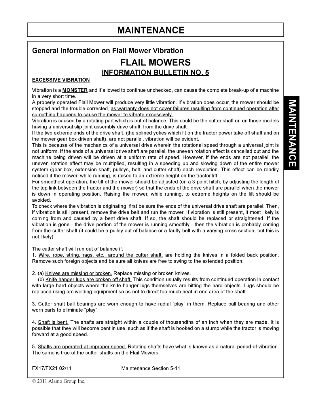 Alamo FX21, FX17 manual Flail Mowers, Information Bulletin no 