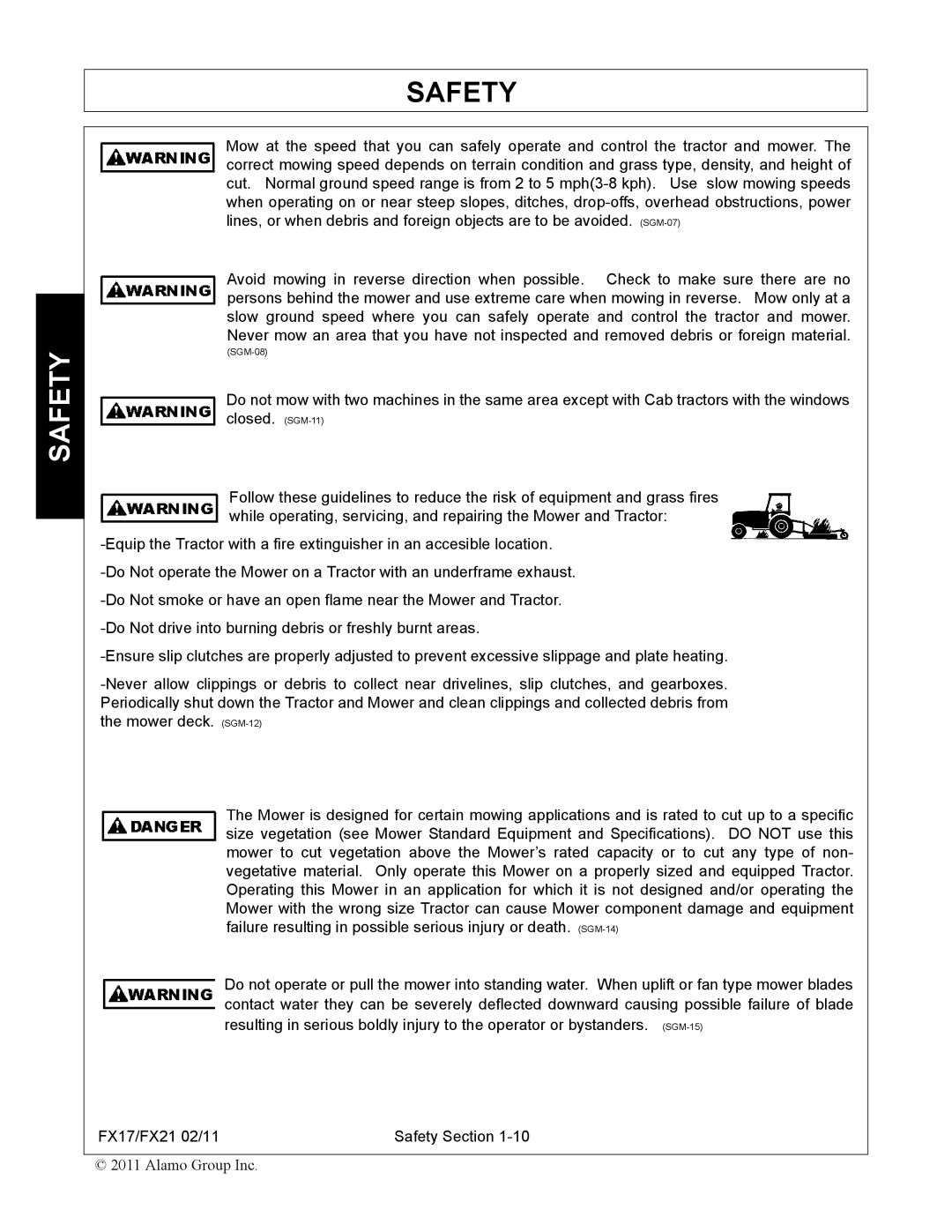 Alamo FX17, FX21 manual SGM-08 