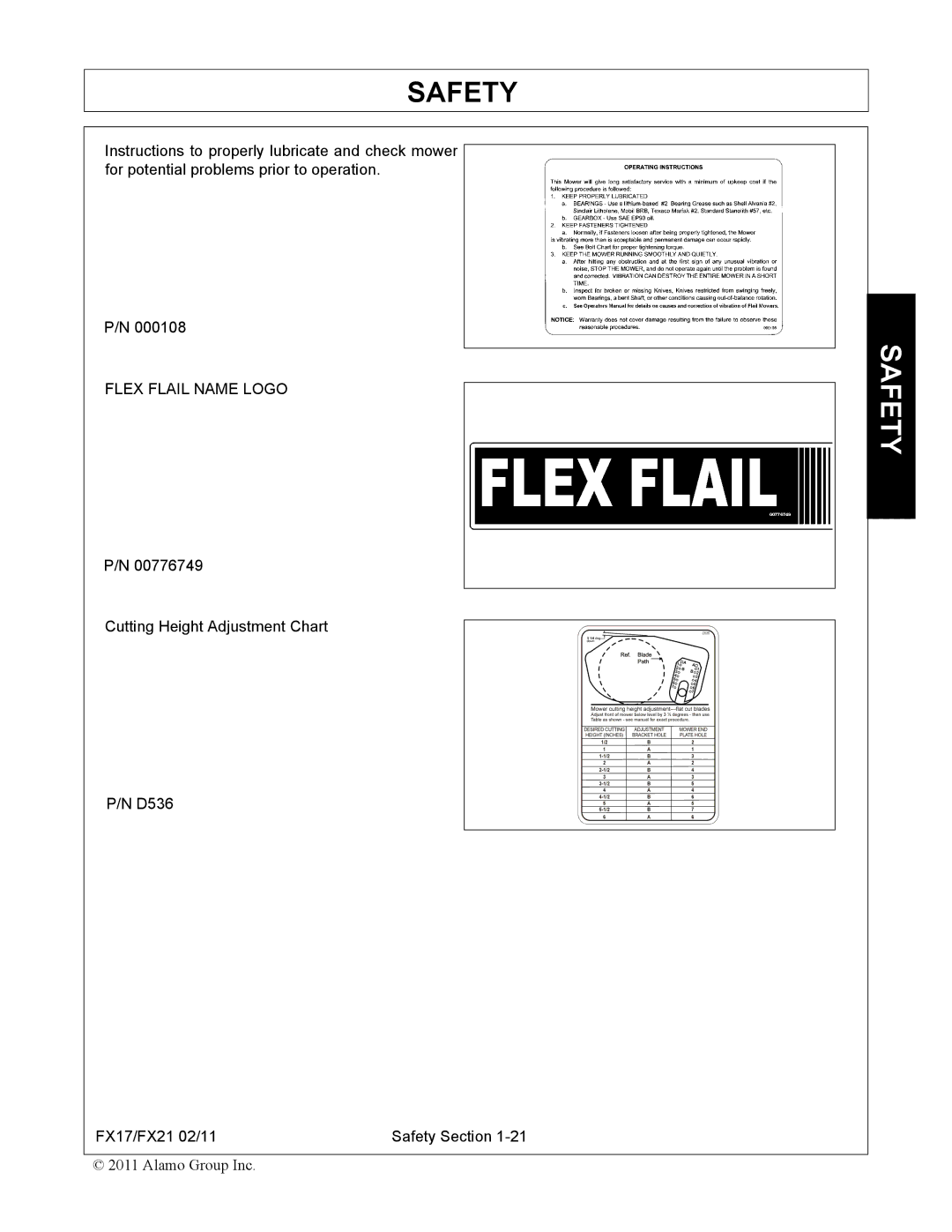 Alamo FX21, FX17 manual Flex Flail Name Logo 