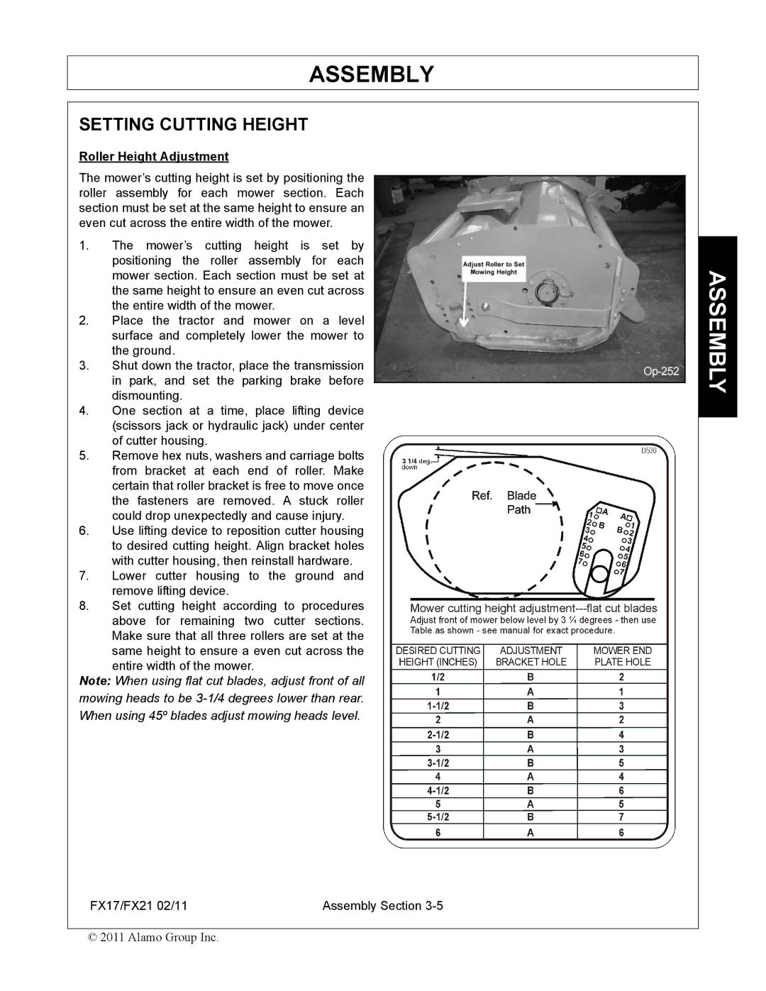 Alamo FX21, FX17 manual Setting Cutting Height, Roller Height Adjustment 