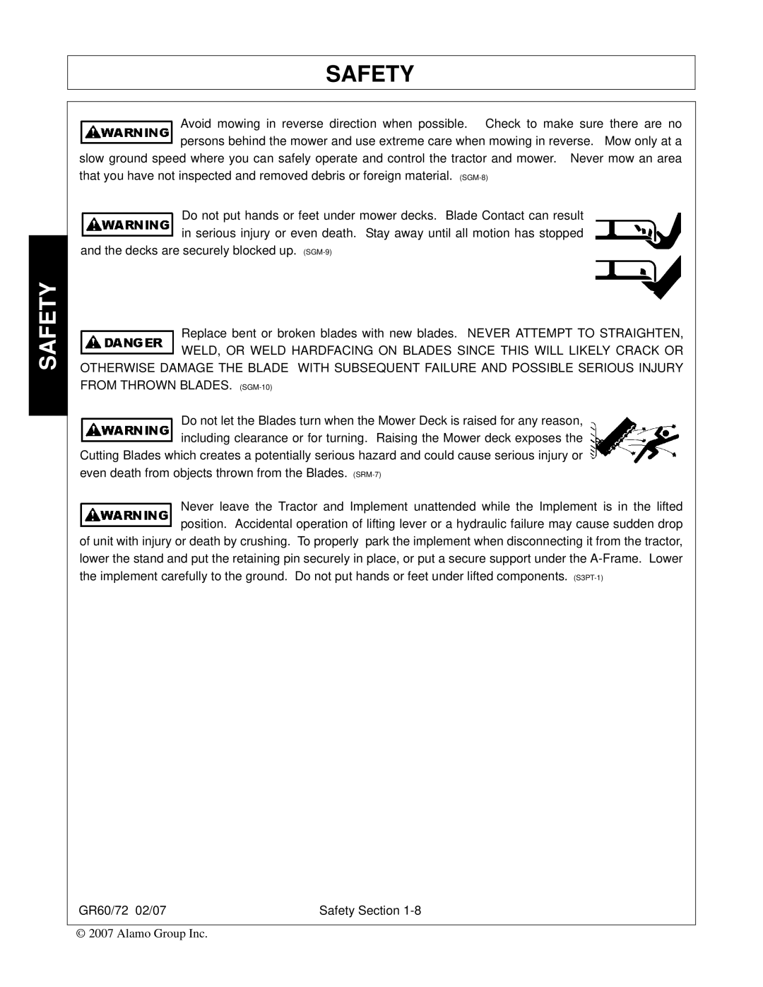 Alamo GR60, GR72 manual From Thrown BLADES. SGM-10 