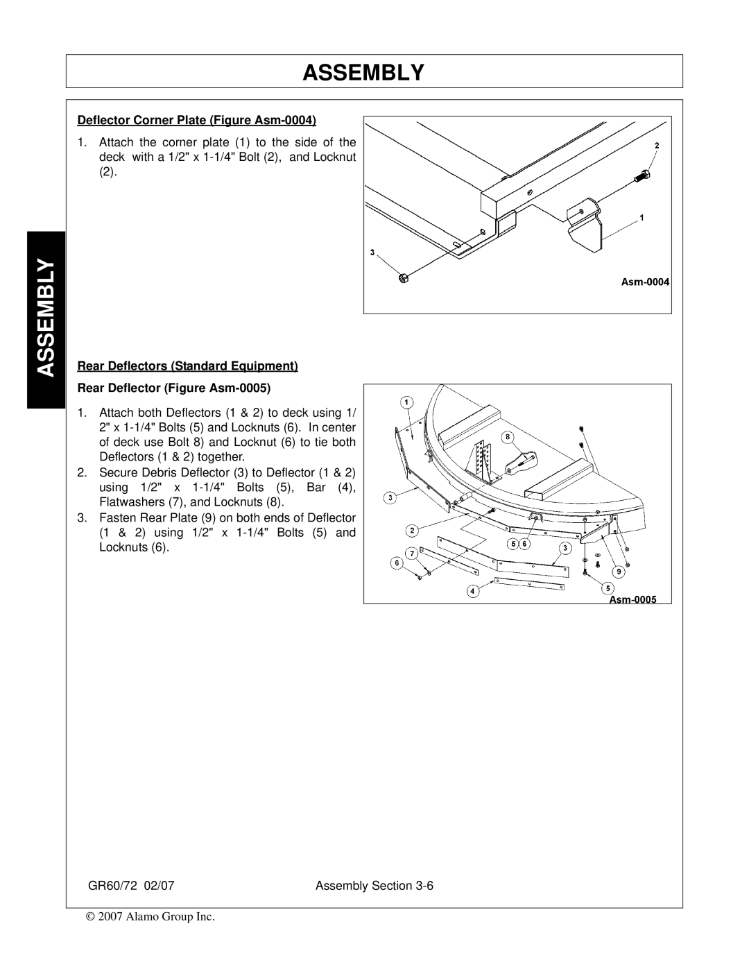 Alamo GR60, GR72 manual Deflector Corner Plate Figure Asm-0004 