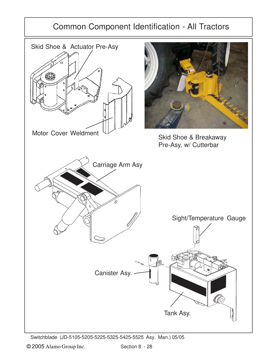 Alamo JD-5525, JD-5425, JD-5225, JD-5205, JD-5105, JD-5325 manual Common Component Identification All Tractors 