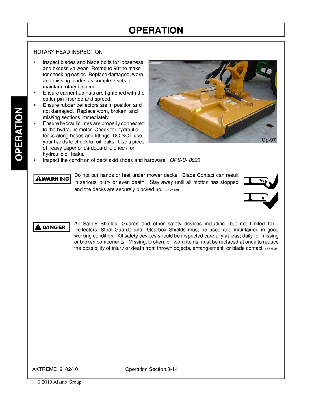 Alamo Lawn Mower manual Rotary Head Inspection 