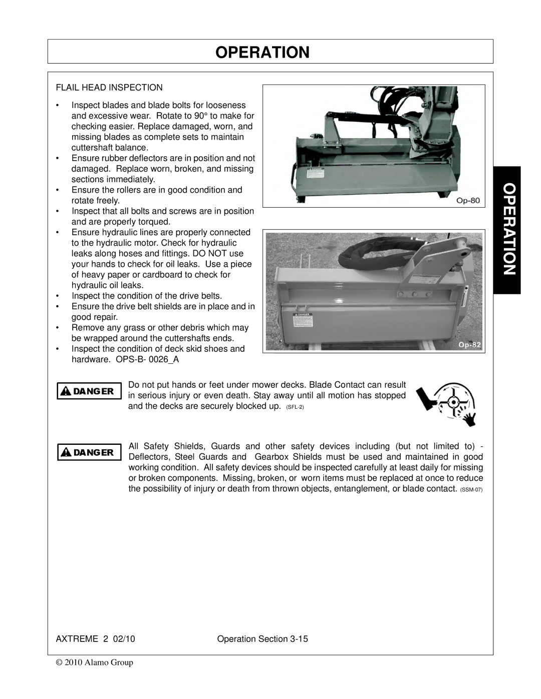 Alamo Lawn Mower manual Flail Head Inspection 