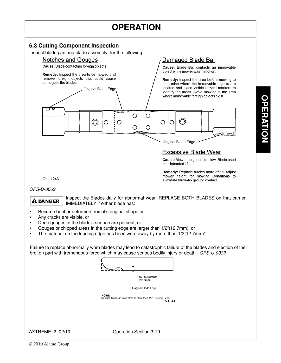 Alamo Lawn Mower manual Cutting Component Inspection, OPS-B-0062 