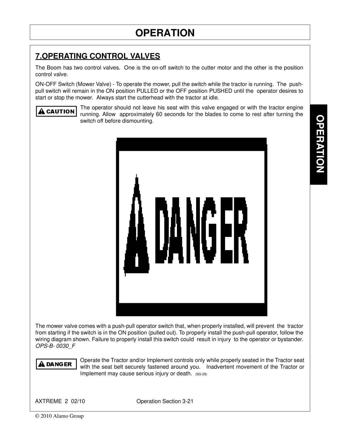 Alamo Lawn Mower manual Operating Control Valves 