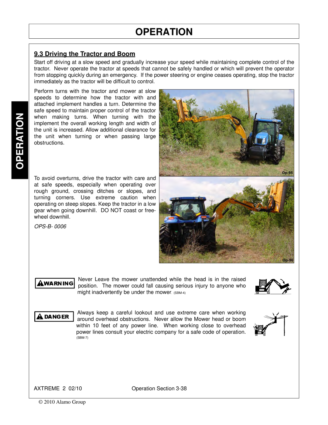 Alamo Lawn Mower manual Driving the Tractor and Boom 