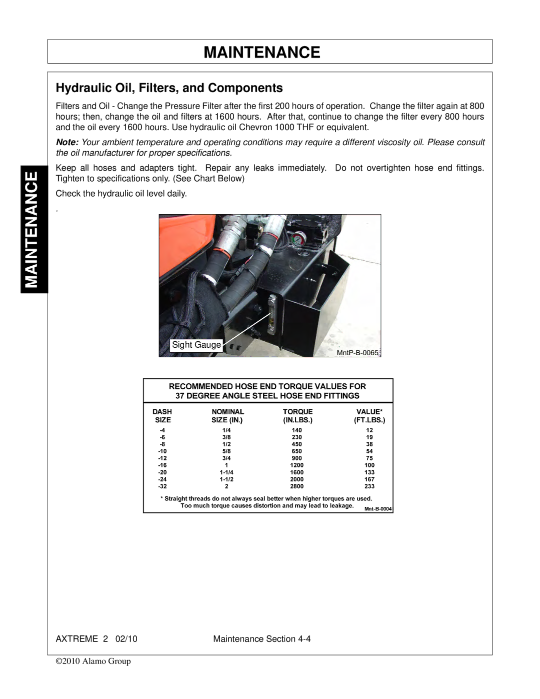 Alamo Lawn Mower manual Hydraulic Oil, Filters, and Components 