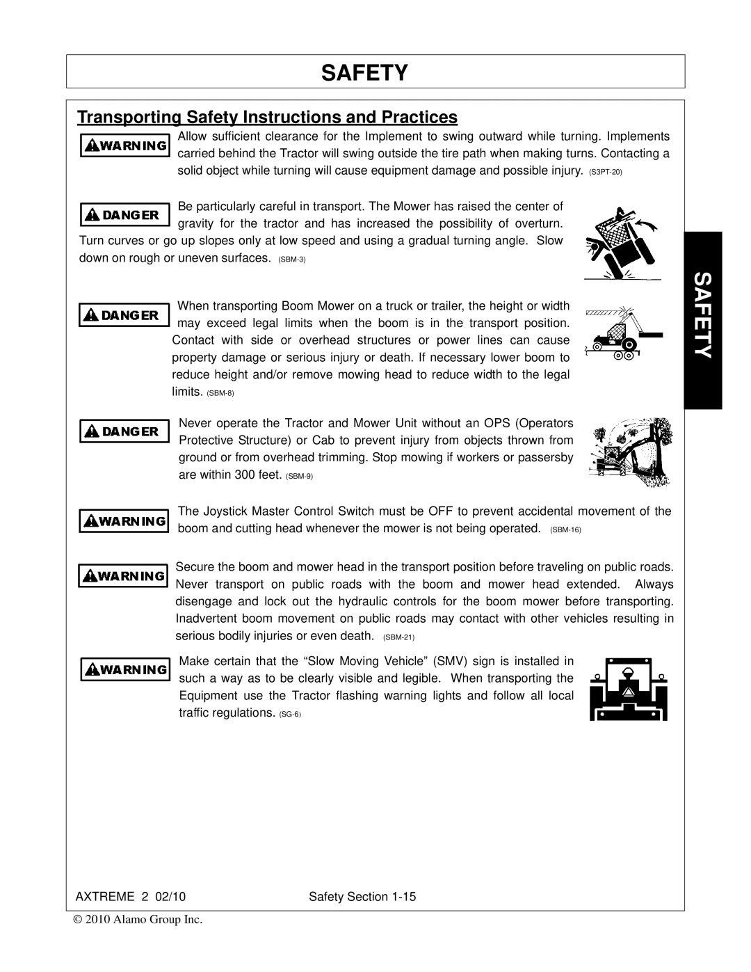 Alamo Lawn Mower manual Transporting Safety Instructions and Practices 