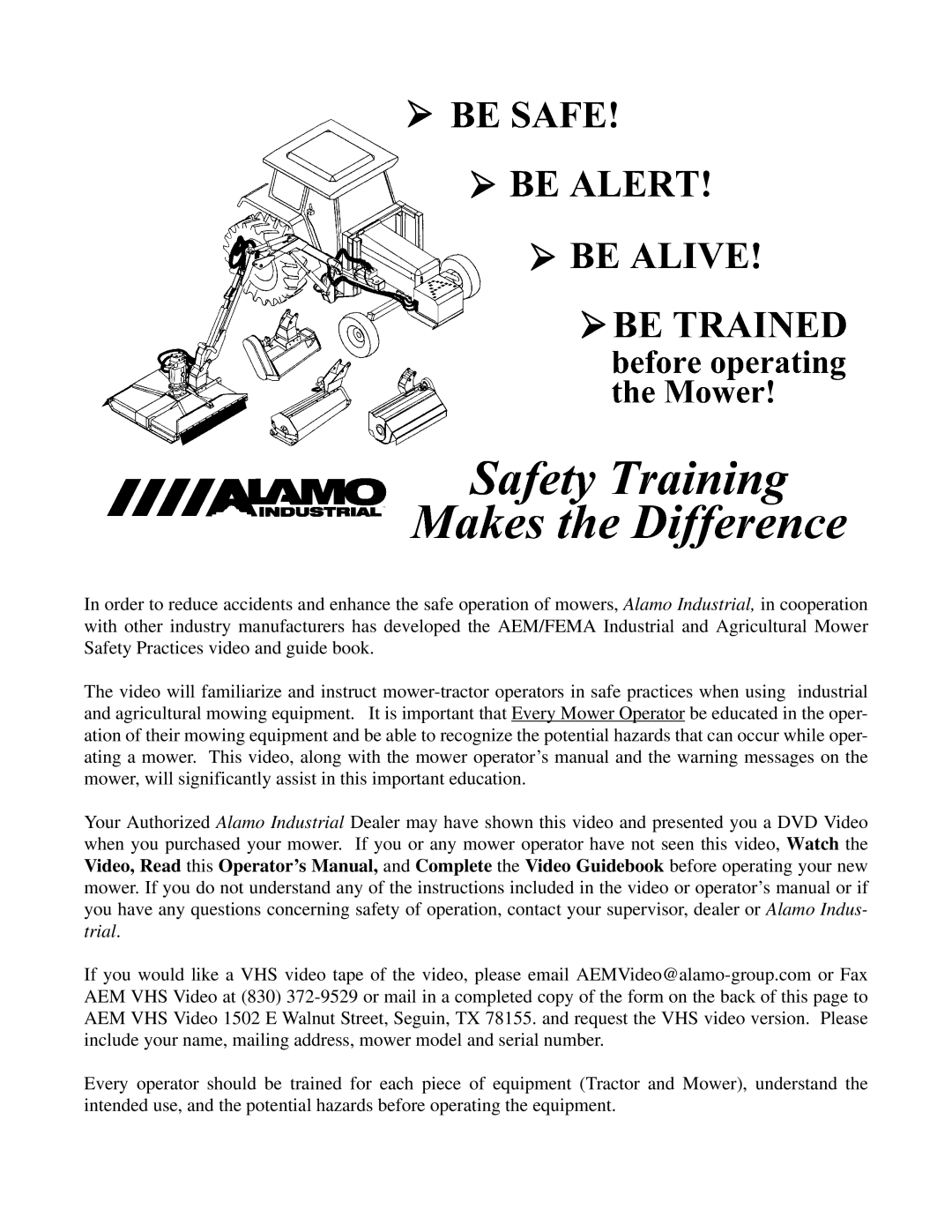 Alamo Lawn Mower manual 