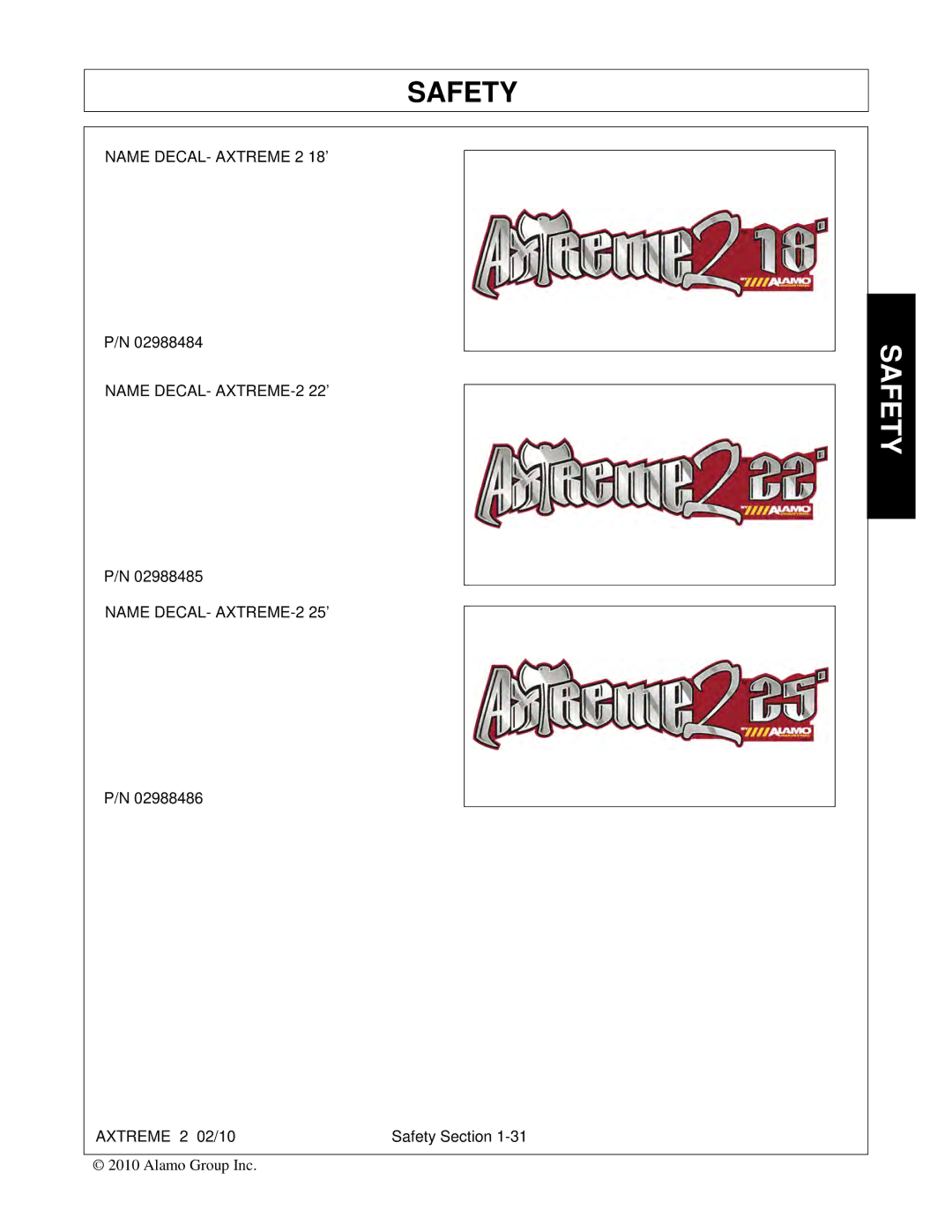 Alamo Lawn Mower manual Axtreme 2 02/10 Safety Section 