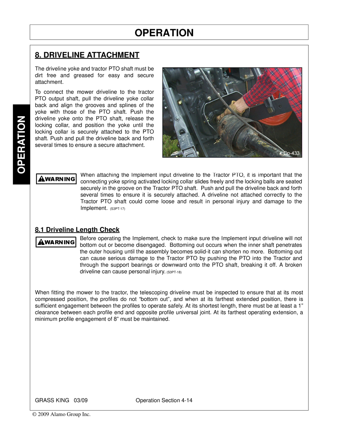 Alamo none manual Driveline Attachment, Driveline Length Check 