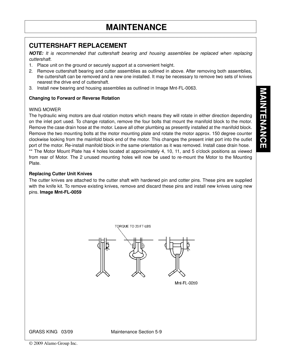 Alamo none manual Cuttershaft Replacement, Wing Mower 