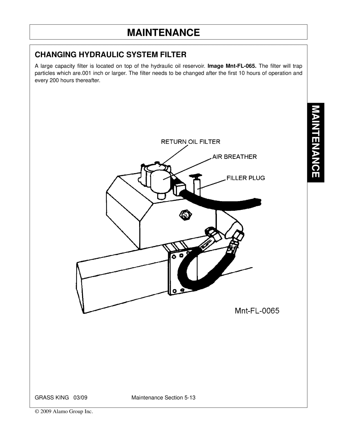 Alamo none manual Changing Hydraulic System Filter 