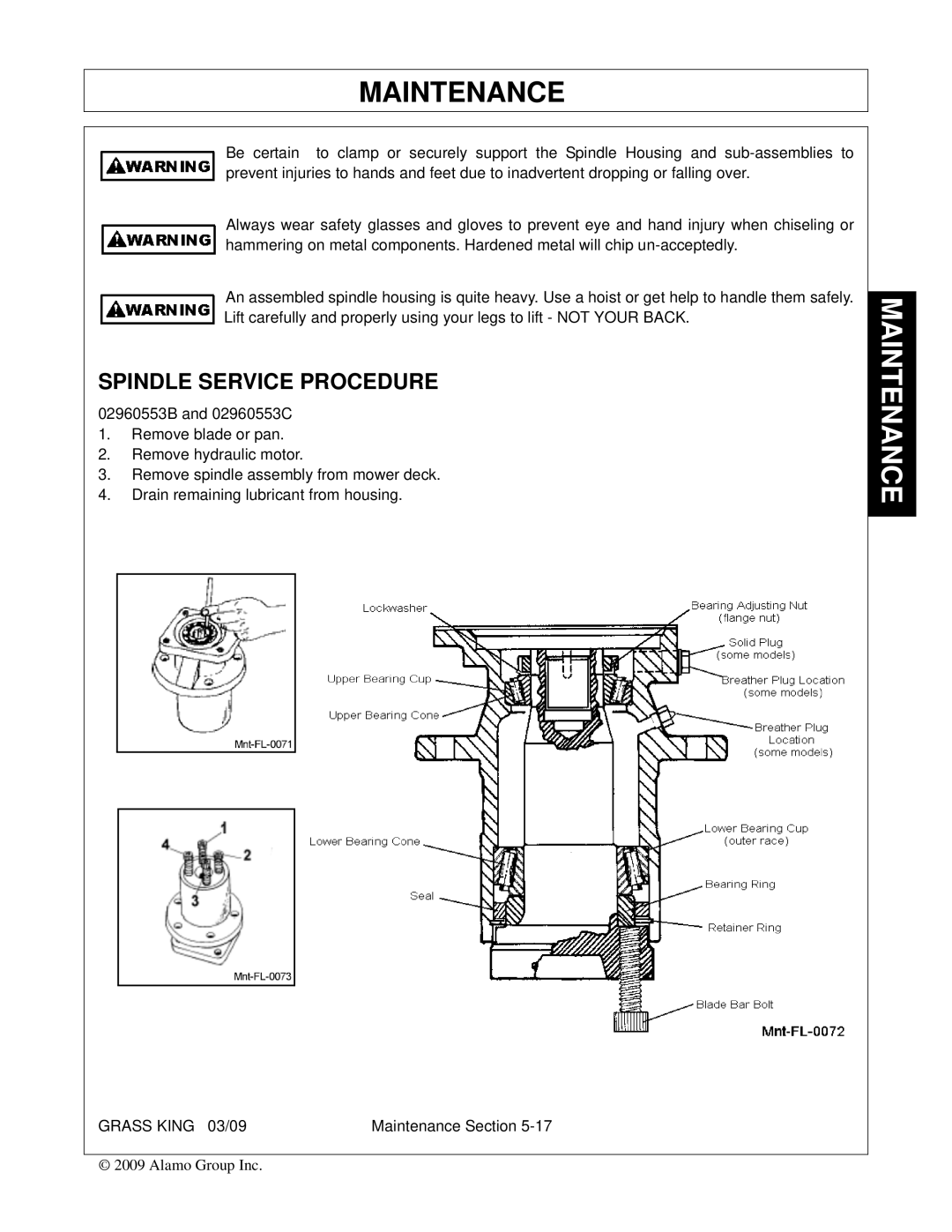 Alamo none manual Spindle Service Procedure 